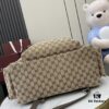 692f15524ecd253cf1079455 Gucci Logo Large Backpack in Beige and Ebony GG Canvas with Original Green Gift Bag