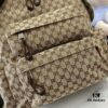 692f15524ecd253cf1079456 Gucci Logo Large Backpack in Beige and Ebony GG Canvas with Original Green Gift Bag