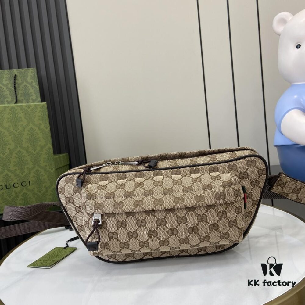 692f15574ecd253cf1079461 Small GG Crossbody Bag in Beige and Ebony GG Canvas with Brown Trims