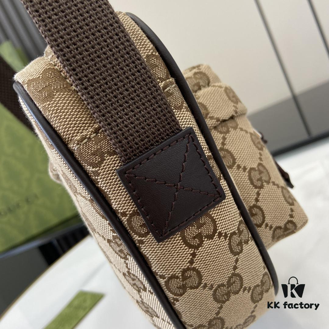 692f15594ecd253cf1079465 Small GG Crossbody Bag in Beige and Ebony GG Canvas with Brown Trims
