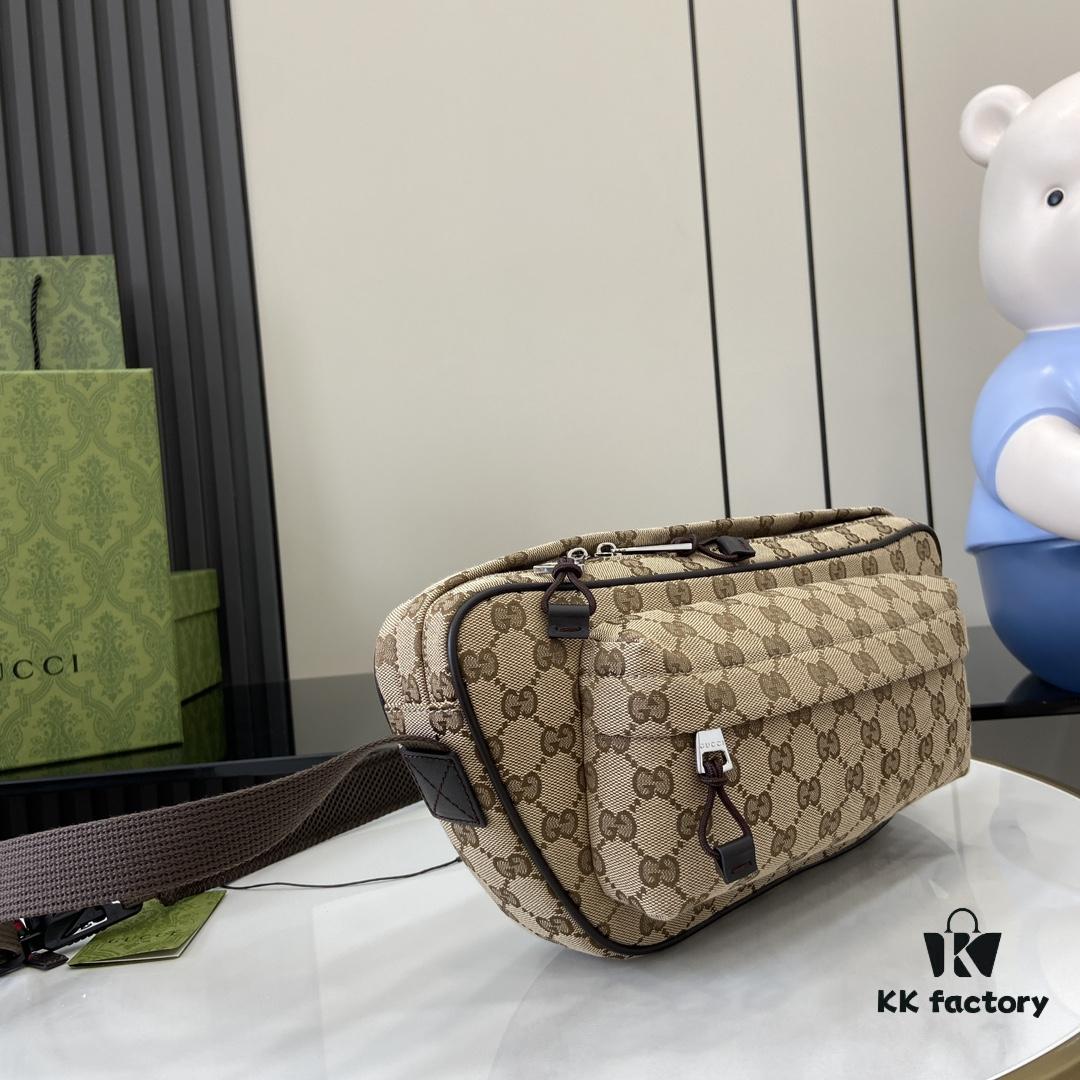 692f155b4ecd253cf107946b Small GG Crossbody Bag in Beige and Ebony GG Canvas with Brown Trims