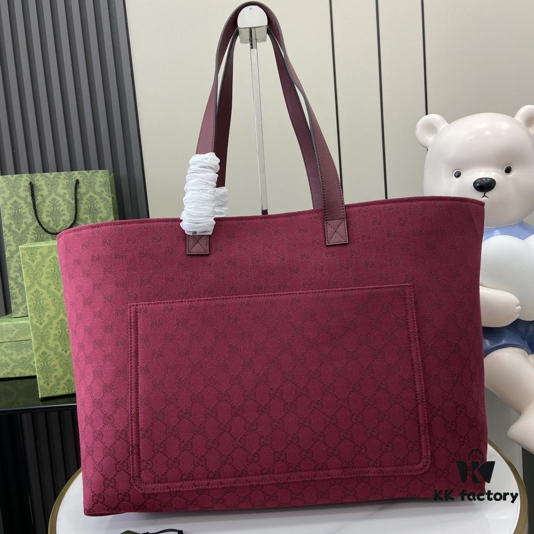 Large GG Tote Bag in Rosso Ancora Canvas with Original Green Gift Set