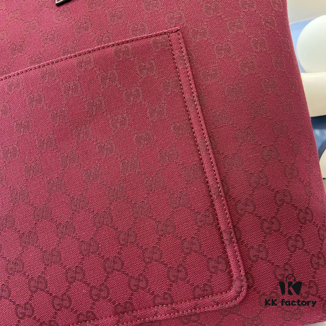Large GG Tote Bag in Rosso Ancora Canvas with Original Green Gift Set