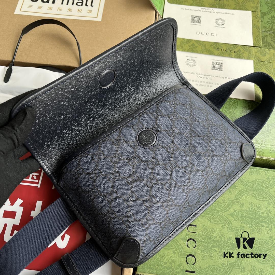 692f15654ecd253cf107947f Gucci Ophidia GG Small Waist Bag in Gray and Black GG Supreme Canvas with Palladium Hardware