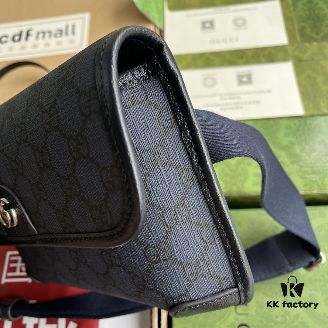 692f15654ecd253cf1079481 Gucci Ophidia GG Small Waist Bag in Gray and Black GG Supreme Canvas with Palladium Hardware