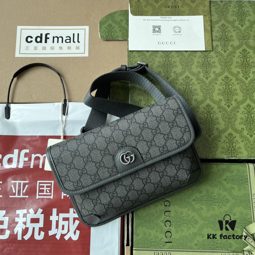 692f15674ecd253cf1079483 Gucci Ophidia GG Small Waist Bag in Gray and Black GG Supreme Canvas