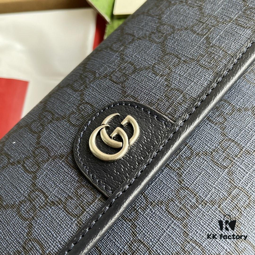 692f15704ecd253cf1079499 Gucci Ophidia GG Small Waist Bag in Gray and Black GG Supreme Canvas with Palladium Hardware