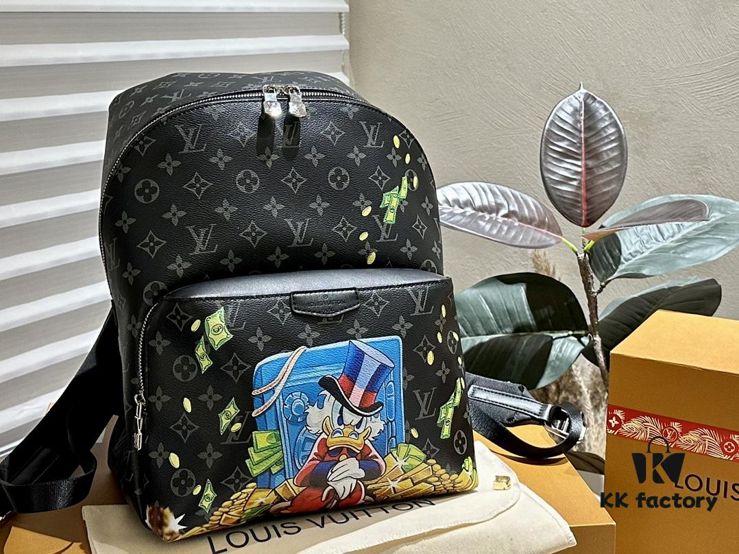692f16385464a31cf521a51b Authentic LV Men's Discovery Donald Duck Graffiti Backpack in Genuine Cowhide