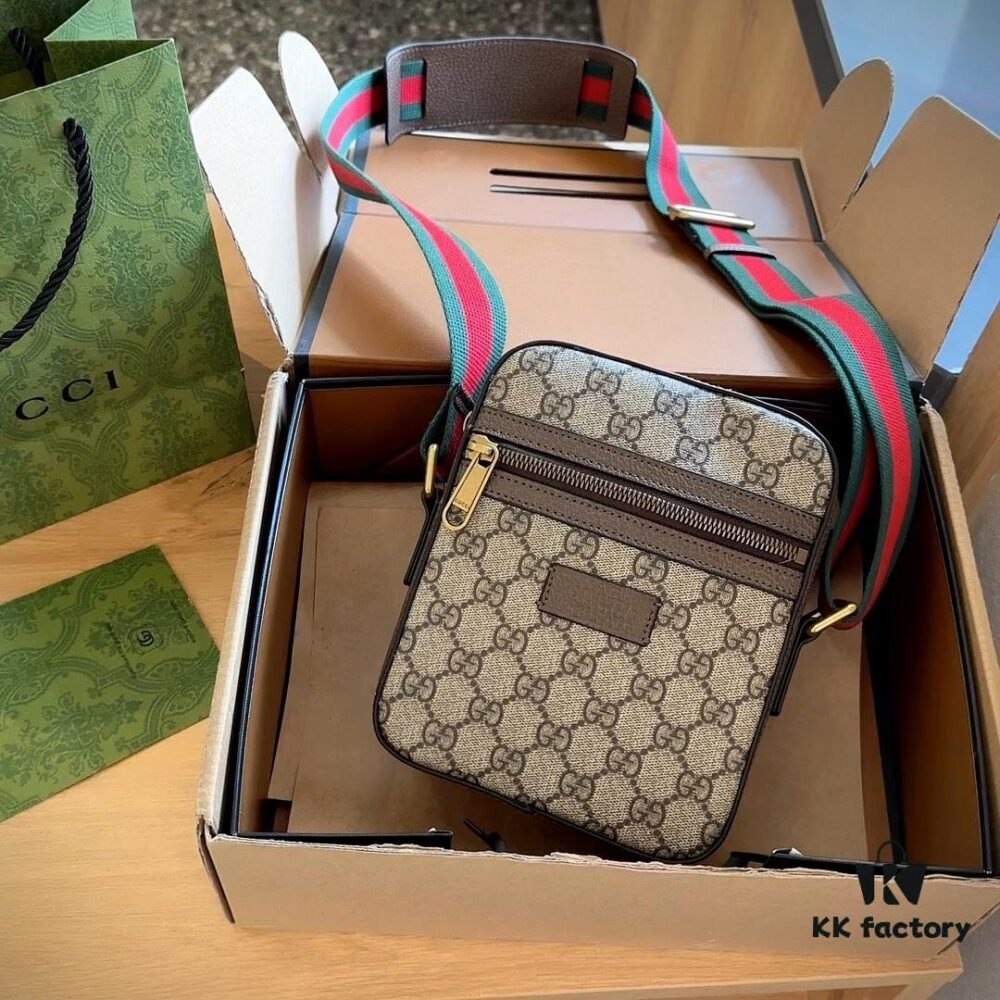 692f165b5464a31cf521a567 Gucci Men's Ophidia Series GG Canvas Leather Small Camera Bag