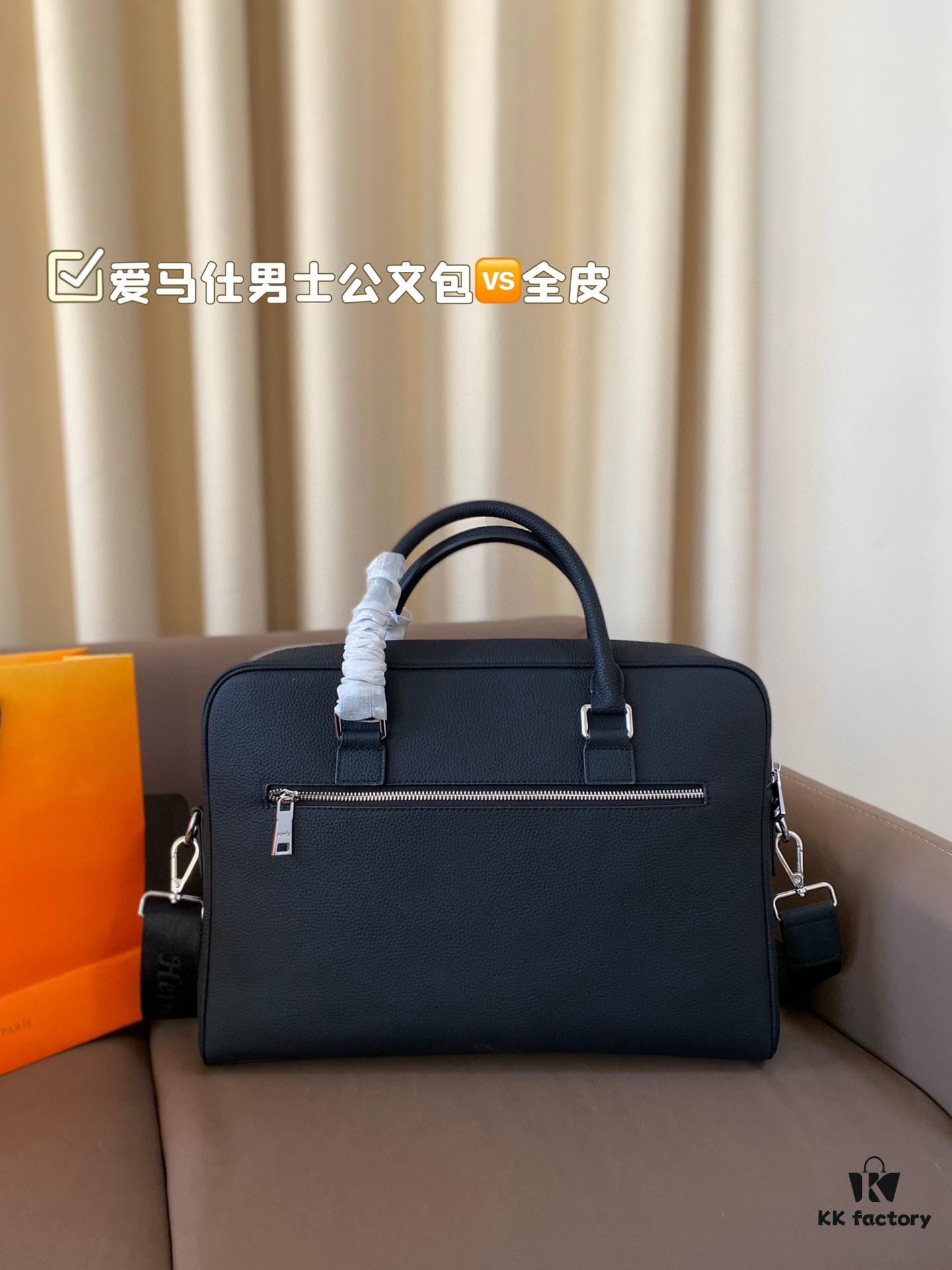692f166c5464a31cf521a58a Hermes Men's Leather Briefcase, Can Be Worn Crossbody or Carried by Hand, Spacious for Documents and Laptops, Classic Black, Ideal for Business Men, Size 39 x 28