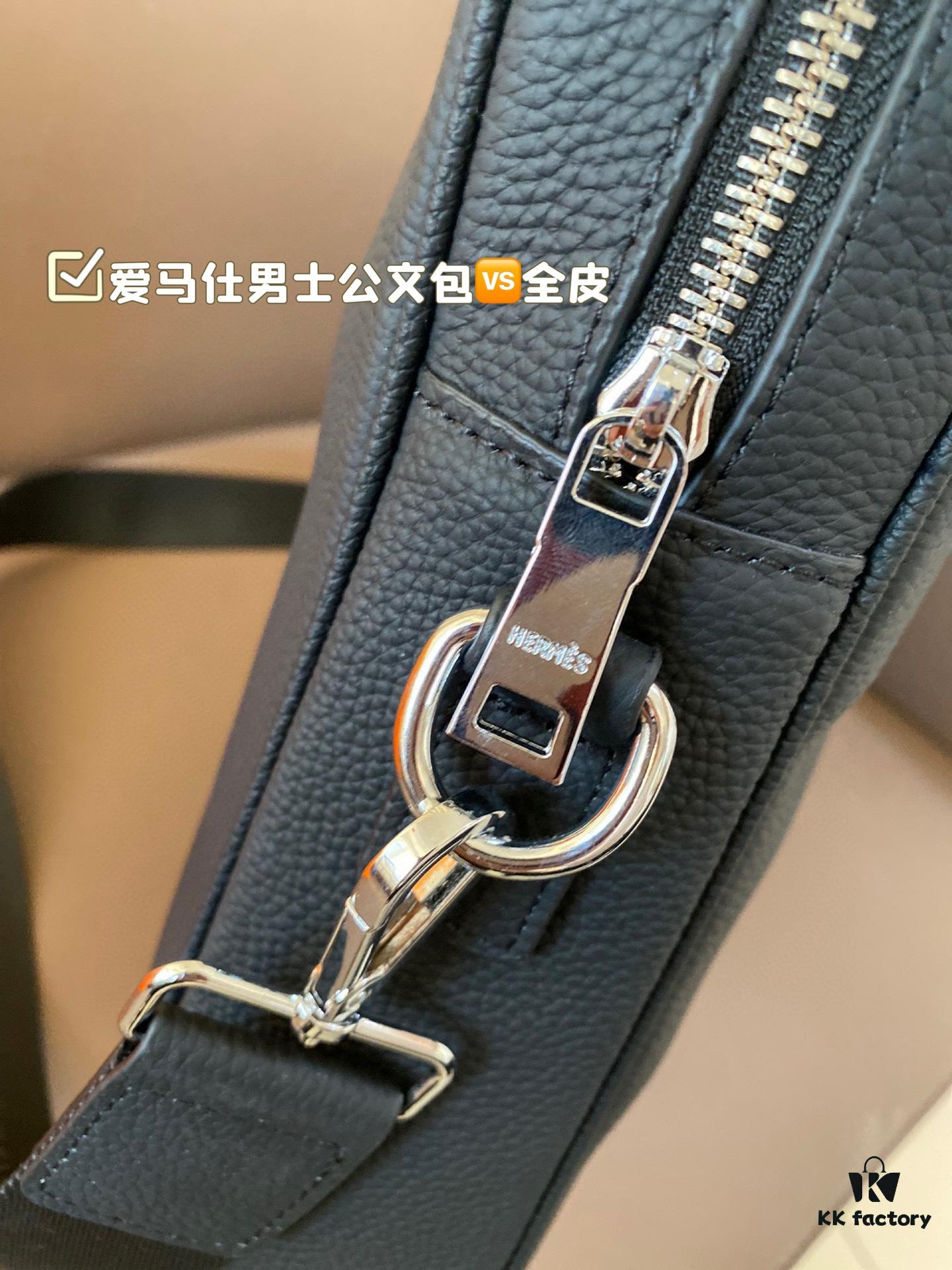 692f166c5464a31cf521a58c Hermes Men's Leather Briefcase, Can Be Worn Crossbody or Carried by Hand, Spacious for Documents and Laptops, Classic Black, Ideal for Business Men, Size 39 x 28