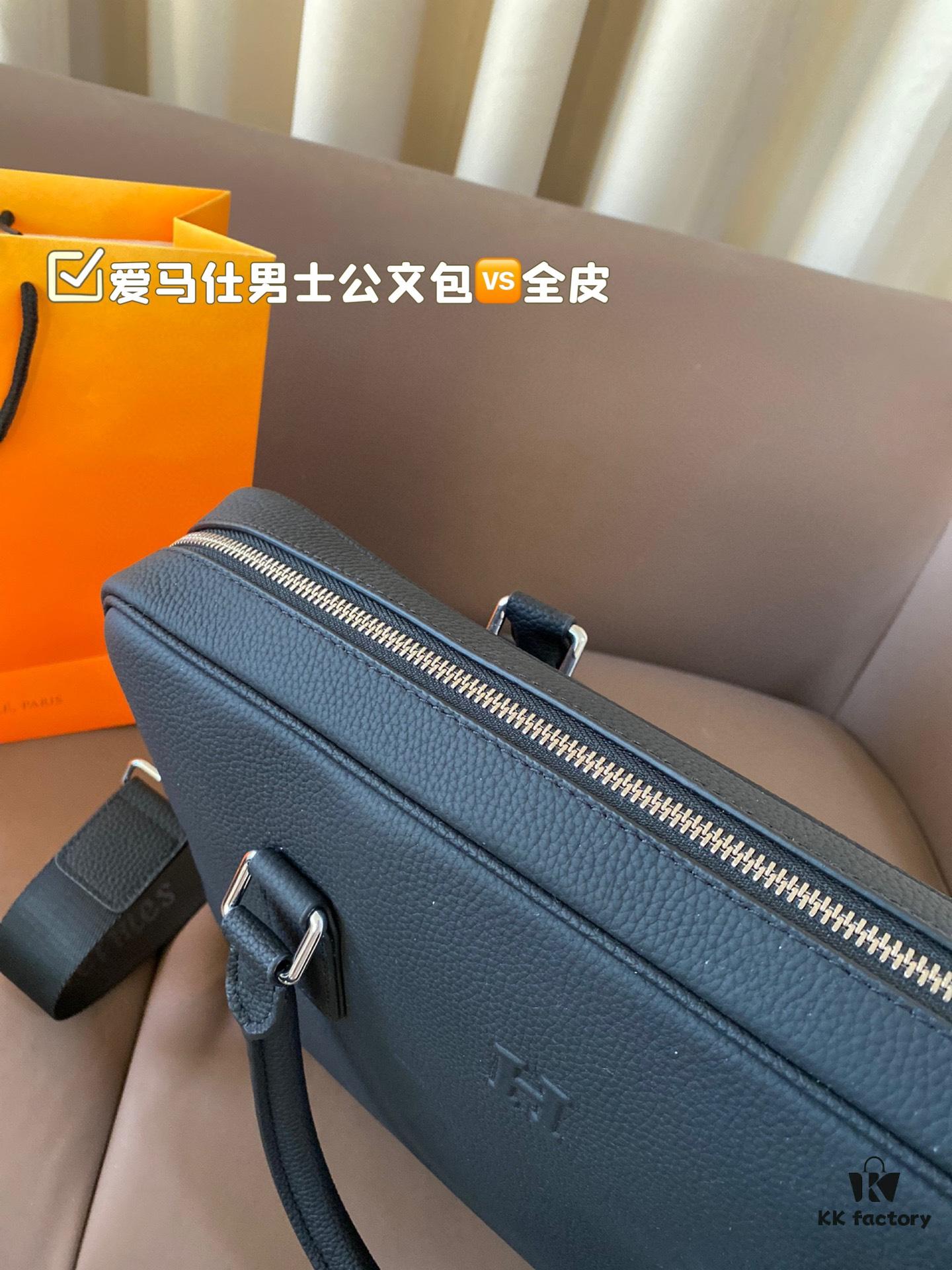 692f166d5464a31cf521a58d Hermes Men's Leather Briefcase, Can Be Worn Crossbody or Carried by Hand, Spacious for Documents and Laptops, Classic Black, Ideal for Business Men, Size 39 x 28