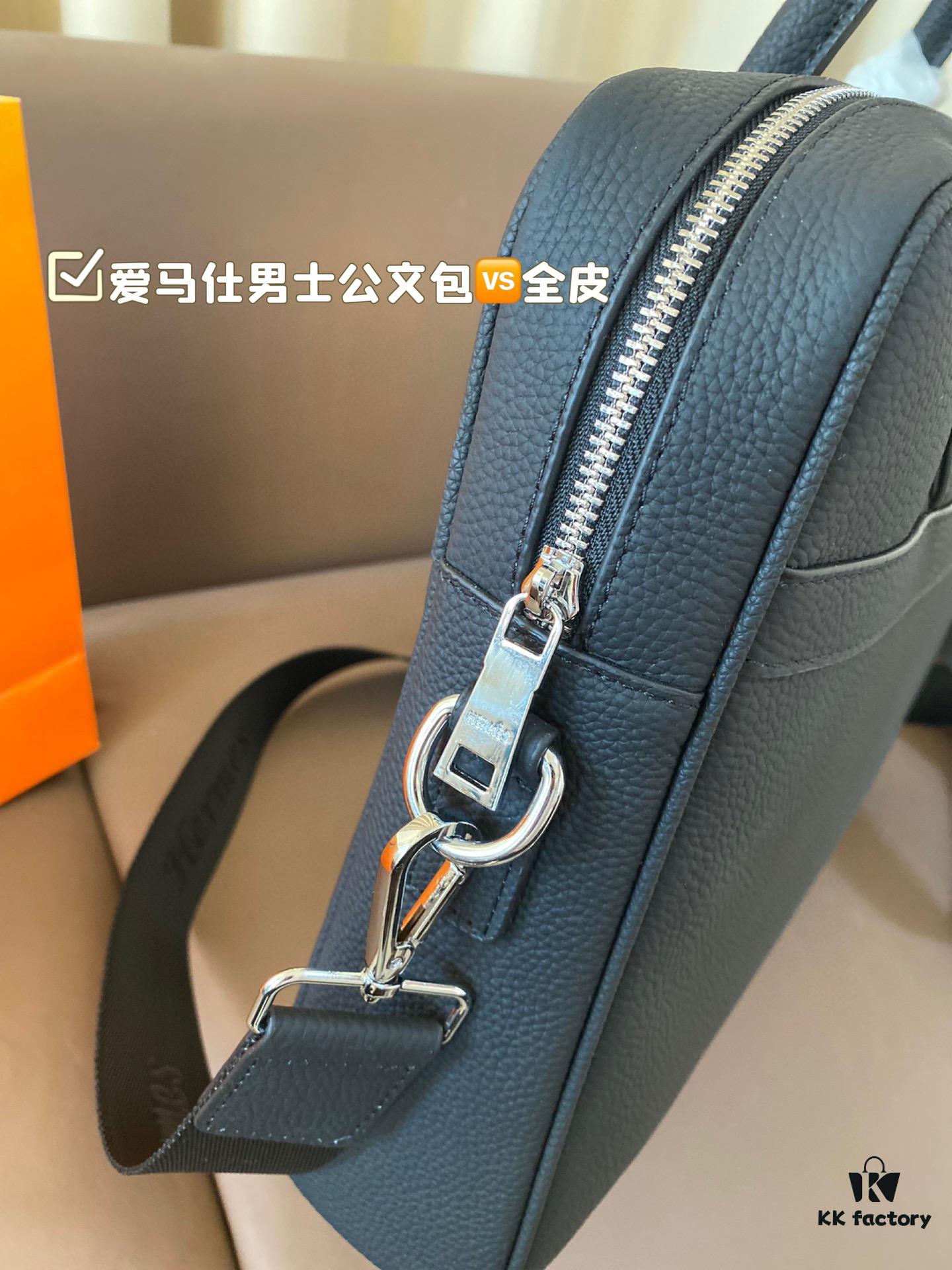 692f16715464a31cf521a591 Hermes Men's Leather Briefcase, Can Be Worn Crossbody or Carried by Hand, Spacious for Documents and Laptops, Classic Black, Ideal for Business Men, Size 39 x 28