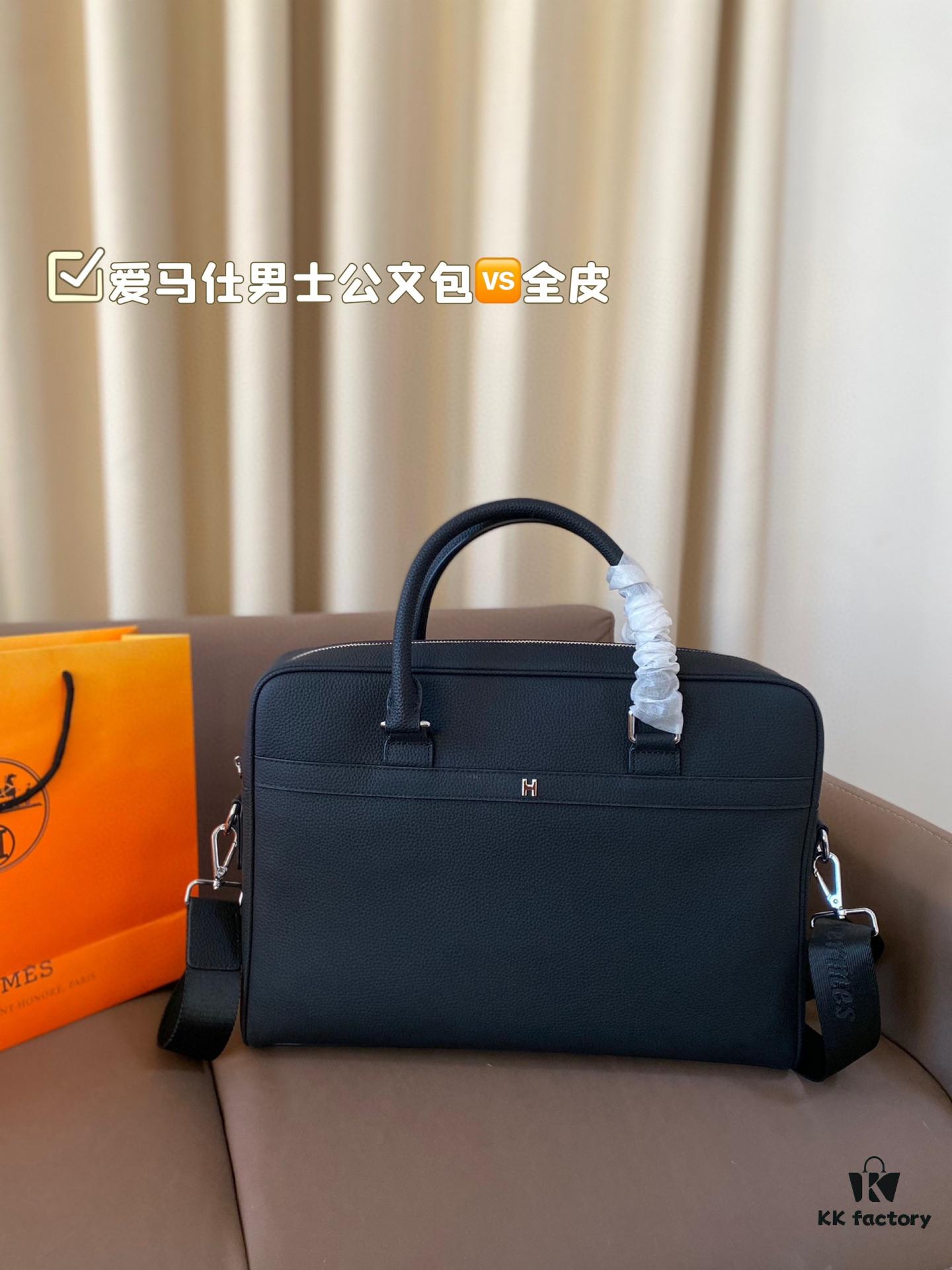 692f16715464a31cf521a593 Hermes Men's Leather Briefcase, Can Be Worn Crossbody or Carried by Hand, Spacious for Documents and Laptops, Classic Black, Ideal for Business Men, Size 39 x 28