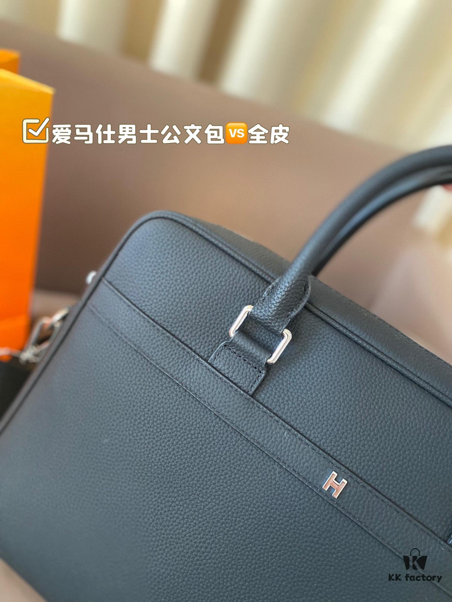692f16725464a31cf521a594 Hermes Men's Leather Briefcase, Can Be Worn Crossbody or Carried by Hand, Spacious for Documents and Laptops, Classic Black, Ideal for Business Men, Size 39 x 28