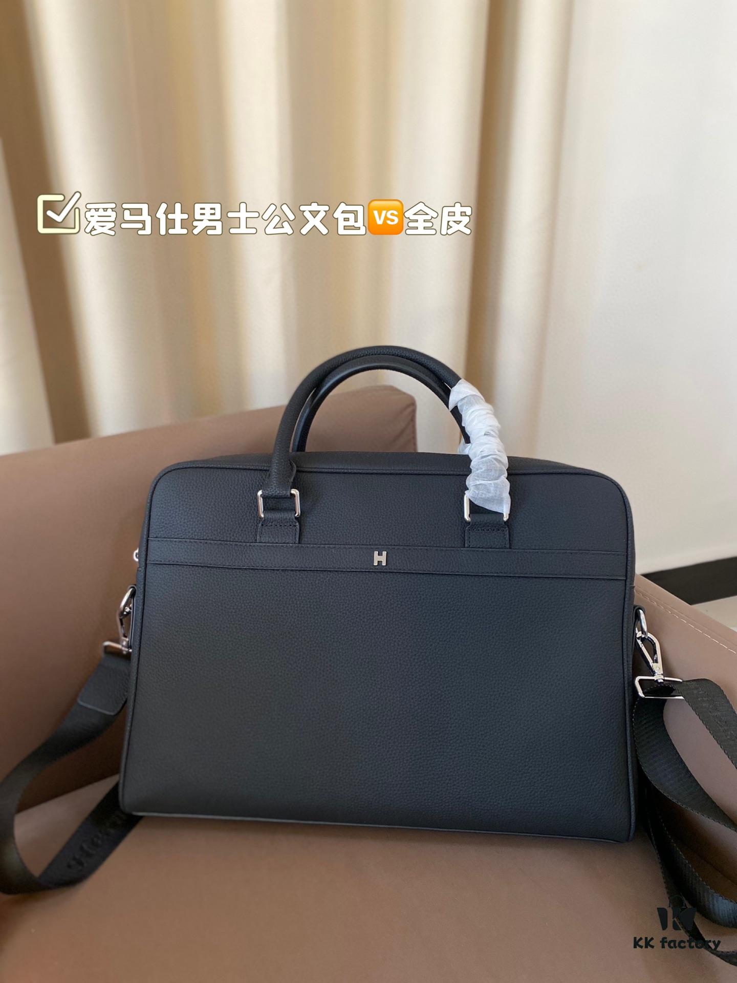 692f16745464a31cf521a596 Hermes Men's Leather Briefcase, Can Be Worn Crossbody or Carried by Hand, Spacious for Documents and Laptops, Classic Black, Ideal for Business Men, Size 39 x 28