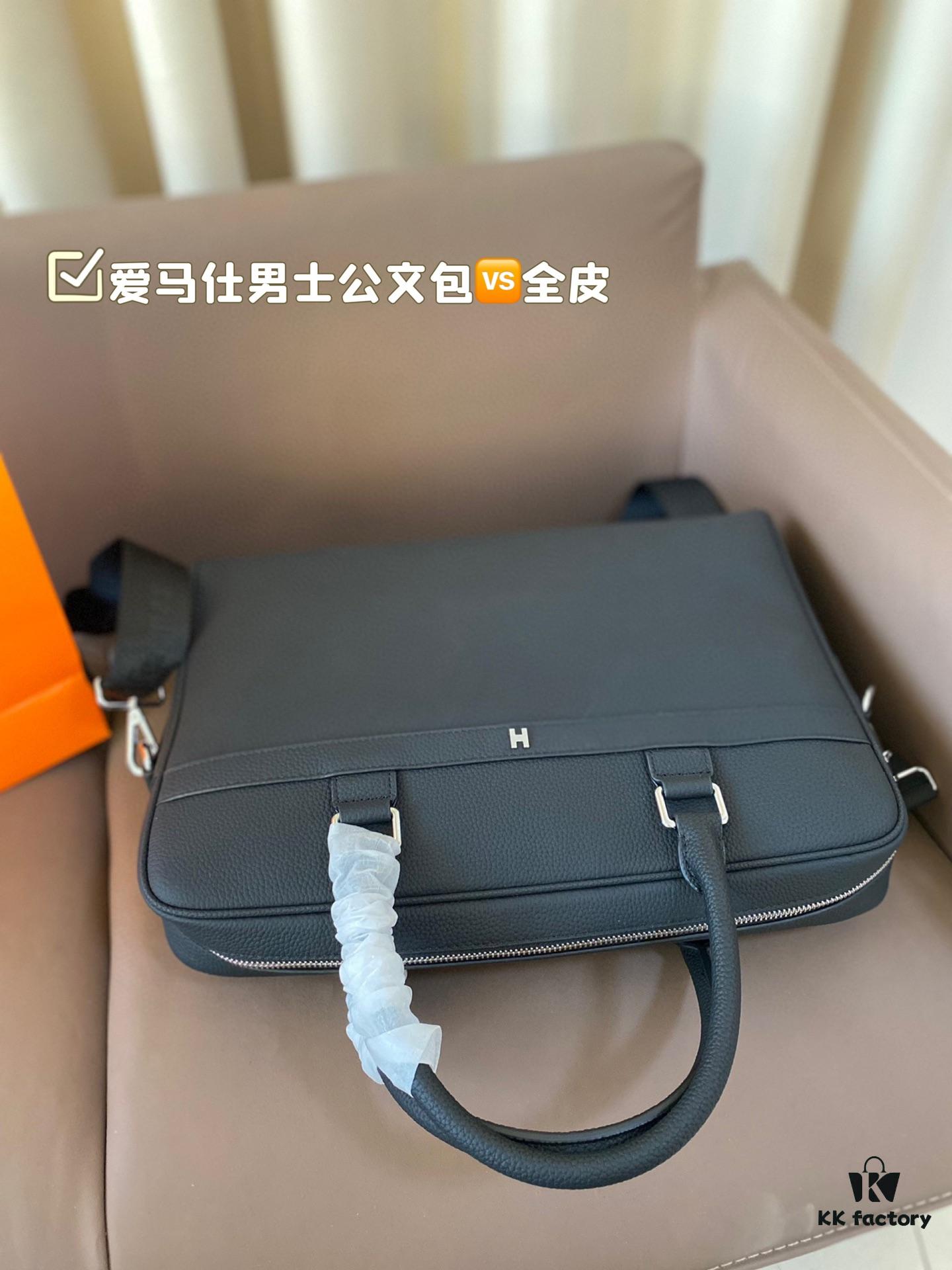 692f16755464a31cf521a598 Hermes Men's Leather Briefcase, Can Be Worn Crossbody or Carried by Hand, Spacious for Documents and Laptops, Classic Black, Ideal for Business Men, Size 39 x 28