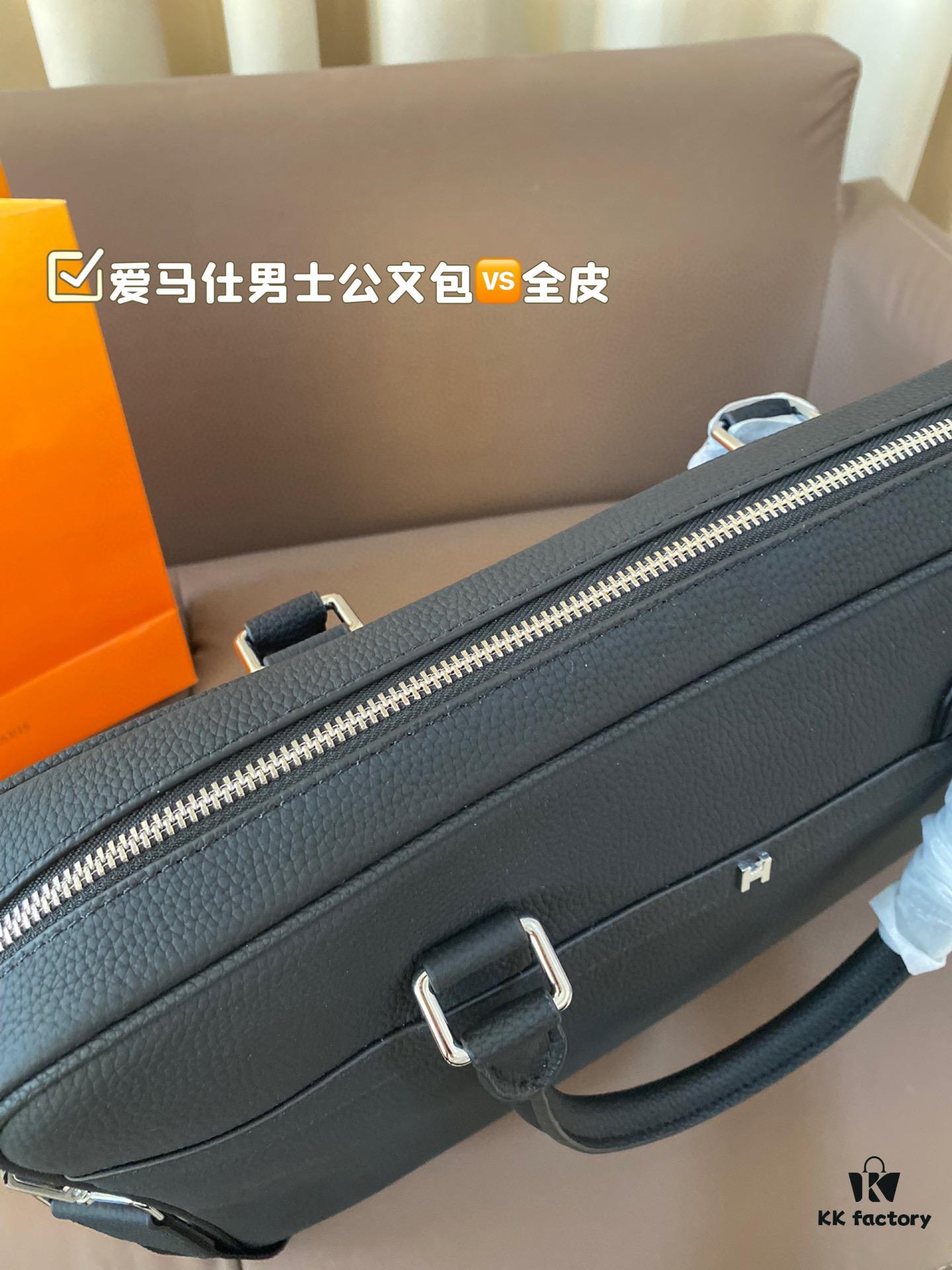 692f16755464a31cf521a599 Hermes Men's Leather Briefcase, Can Be Worn Crossbody or Carried by Hand, Spacious for Documents and Laptops, Classic Black, Ideal for Business Men, Size 39 x 28