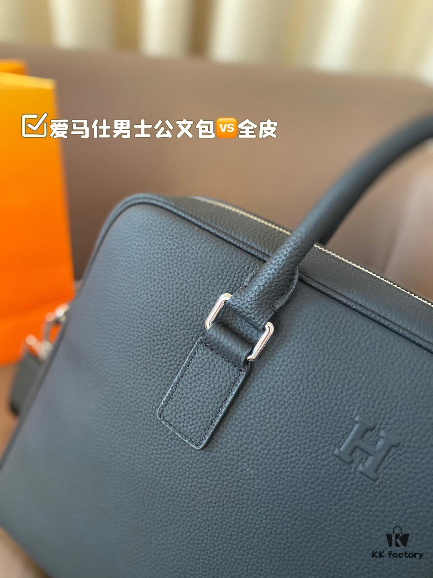 692f16775464a31cf521a59b Hermes Men's Leather Briefcase, Can Be Worn Crossbody or Carried by Hand, Spacious for Documents and Laptops, Classic Black, Ideal for Business Men, Size 39 x 28