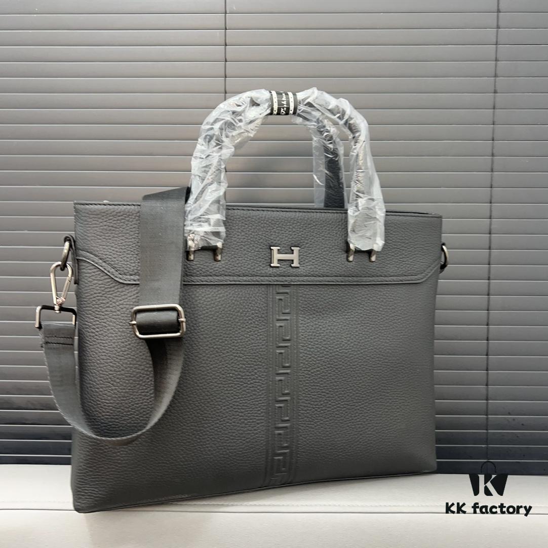 692f16815464a31cf521a5af Hermès Men's Embossed Calfskin Briefcase - Casual Laptop Handbag with Exquisite Inlay Craftsmanship, Classic and Versatile Design