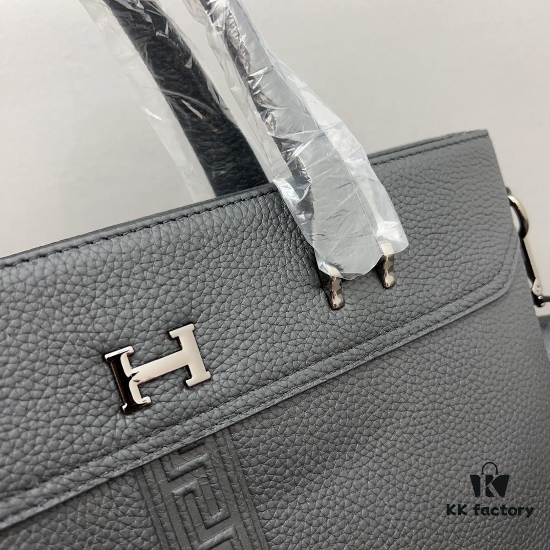 692f168a5464a31cf521a5be Hermès Men's Embossed Calfskin Briefcase - Casual Laptop Handbag with Exquisite Inlay Craftsmanship, Classic and Versatile Design