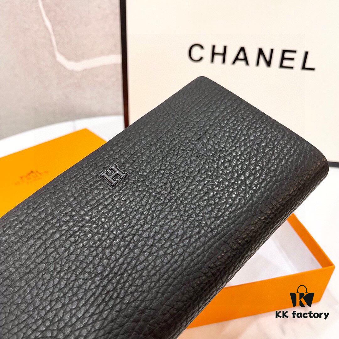 Hermès New Men's Small Leather Clutch Wallet - Black, 20x10