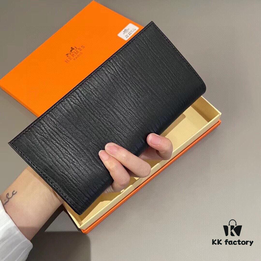 692f16a95464a31cf521a5fe Hermes-style Men's Short and Long Bifold Wallet in Black - Soft Imported Cowhide Leather