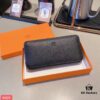 Hermès-inspired Black Leather Clutch - Model 9925, Size 21x10