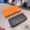 Hermès-inspired Black Leather Clutch - Model 9925, Size 21x10