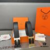 692f16b25464a31cf521a60f Hermès Men's Leather Belt with Steel Buckle and Printed Eyelets, Classic Design, Two Colors Available