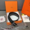 692f16b45464a31cf521a612 Hermès Men's Leather Belt with Steel Buckle and Printed Eyelets, Classic Design, Two Colors Available