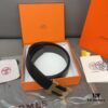 692f16b45464a31cf521a616 Hermès Men's Leather Belt with Steel Buckle and Printed Eyelets, Classic Design, Two Colors Available