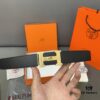 692f16b55464a31cf521a617 Hermès Men's Leather Belt with Steel Buckle and Printed Eyelets, Classic Design, Two Colors Available