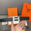 692f16b55464a31cf521a618 Hermès Men's Leather Belt with Steel Buckle and Printed Eyelets, Classic Design, Two Colors Available