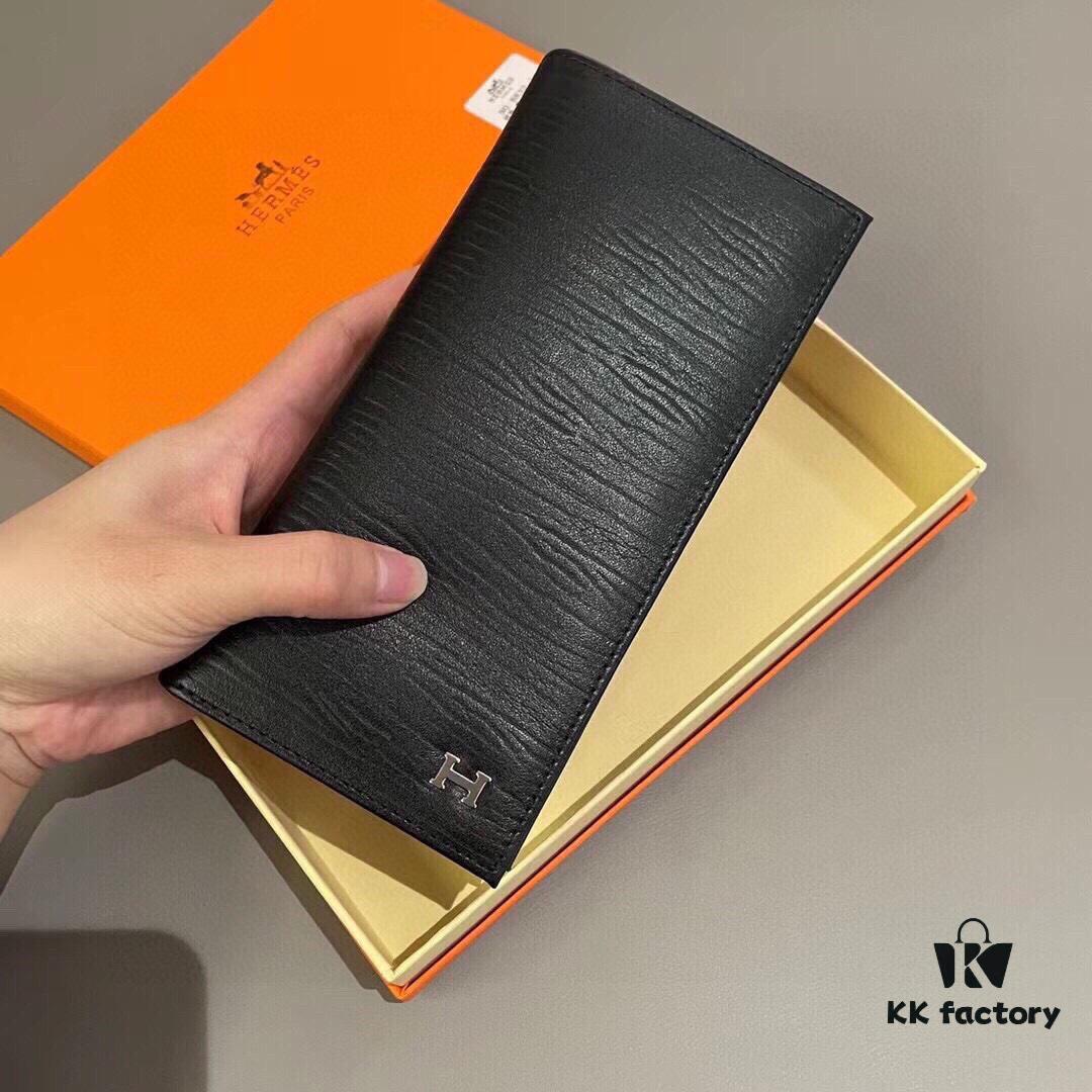 692f16c15464a31cf521a62f Hermès Style Men's Genuine Leather Bifold Wallet - Short and Long Version, Black Color, Premium Soft Leather