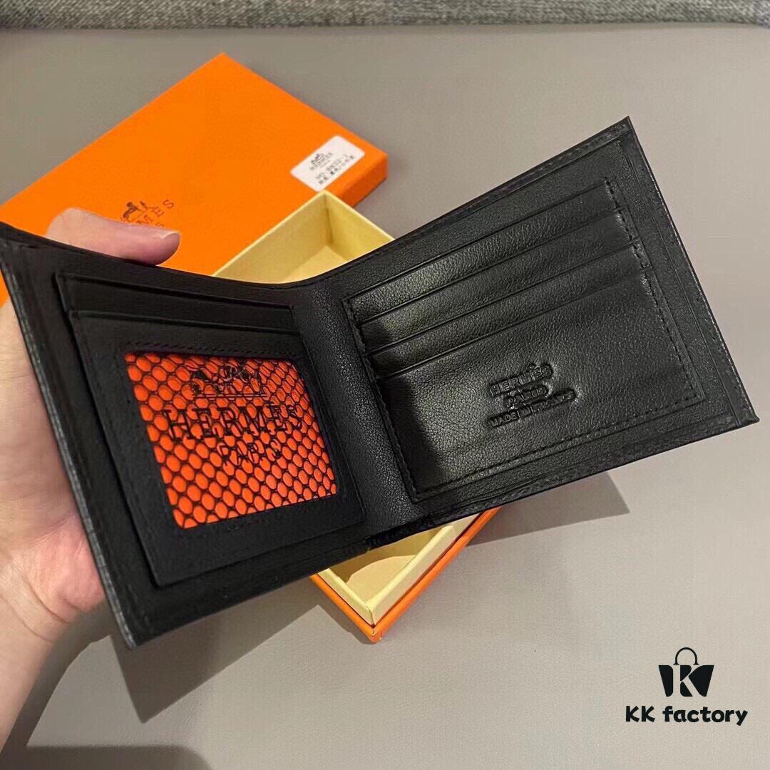 692f16c35464a31cf521a634 Hermès Style Men's Genuine Leather Bifold Wallet - Short and Long Version, Black Color, Premium Soft Leather