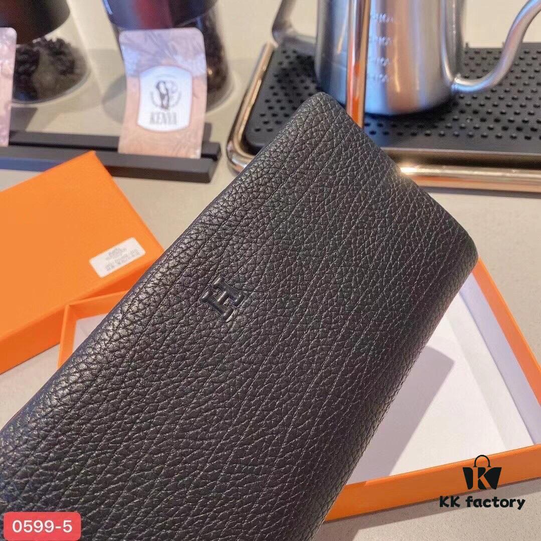 692f16c75464a31cf521a63b Hermès New Arrival Men's Small Clutch Wallet in Black, 20x10, Top-Grade Calfskin