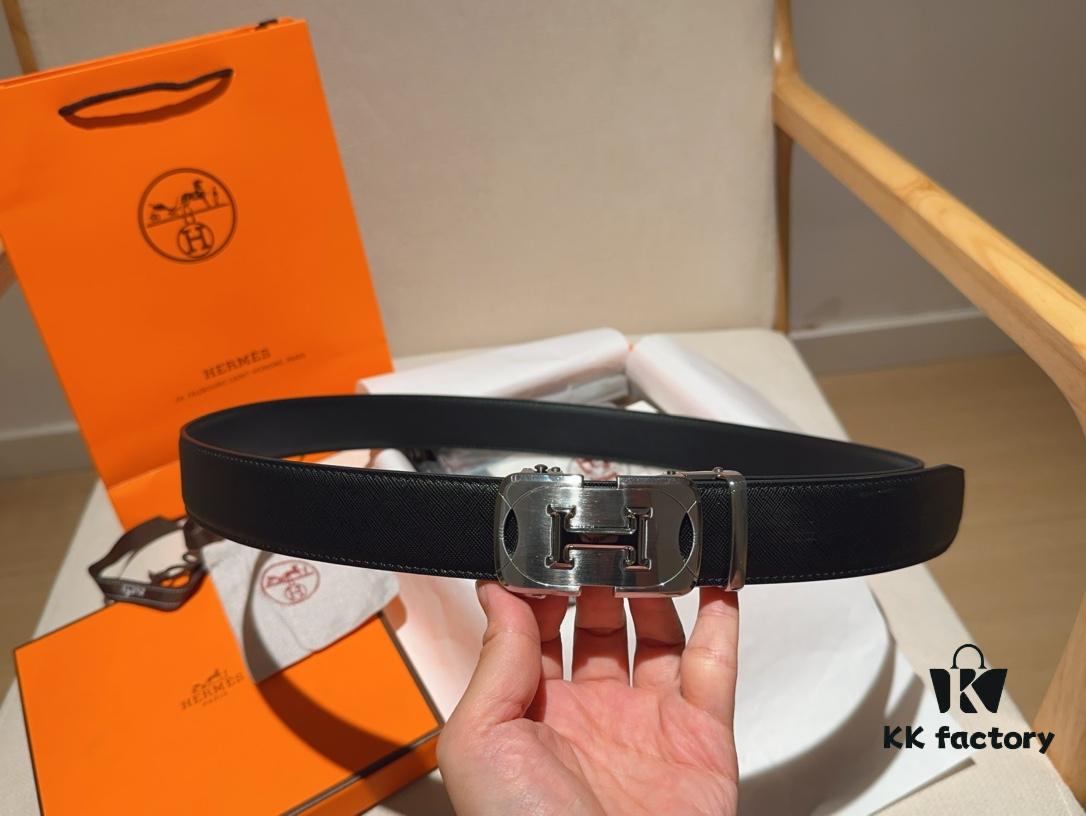 Hermès Men's Leather Belt in Cowhide, 3.5 cm Width