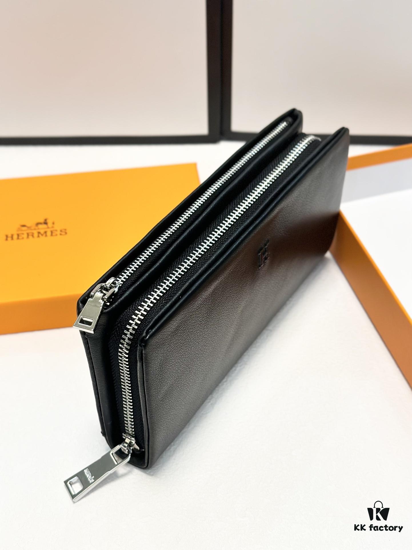 692f16e65464a31cf521a668 Hermès Black Leather Clutch - 21x10, Model 90095