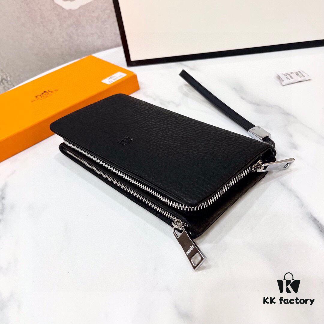 692f16eb5464a31cf521a66e Hermès New Arrival Men's Small Clutch Wallet in Black, 20x10, Top-Grade Calfskin