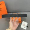 692f16f15464a31cf521a677 Hermès Men's Leather Belt with Steel Buckle and Printed Eyelet, Classic Style, Two Colors Available