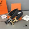 692f171d5464a31cf521a6c6 Hermès Men's Leather Belt with Steel Buckle and Printed Eyelet, Classic Style, Two Colors Available