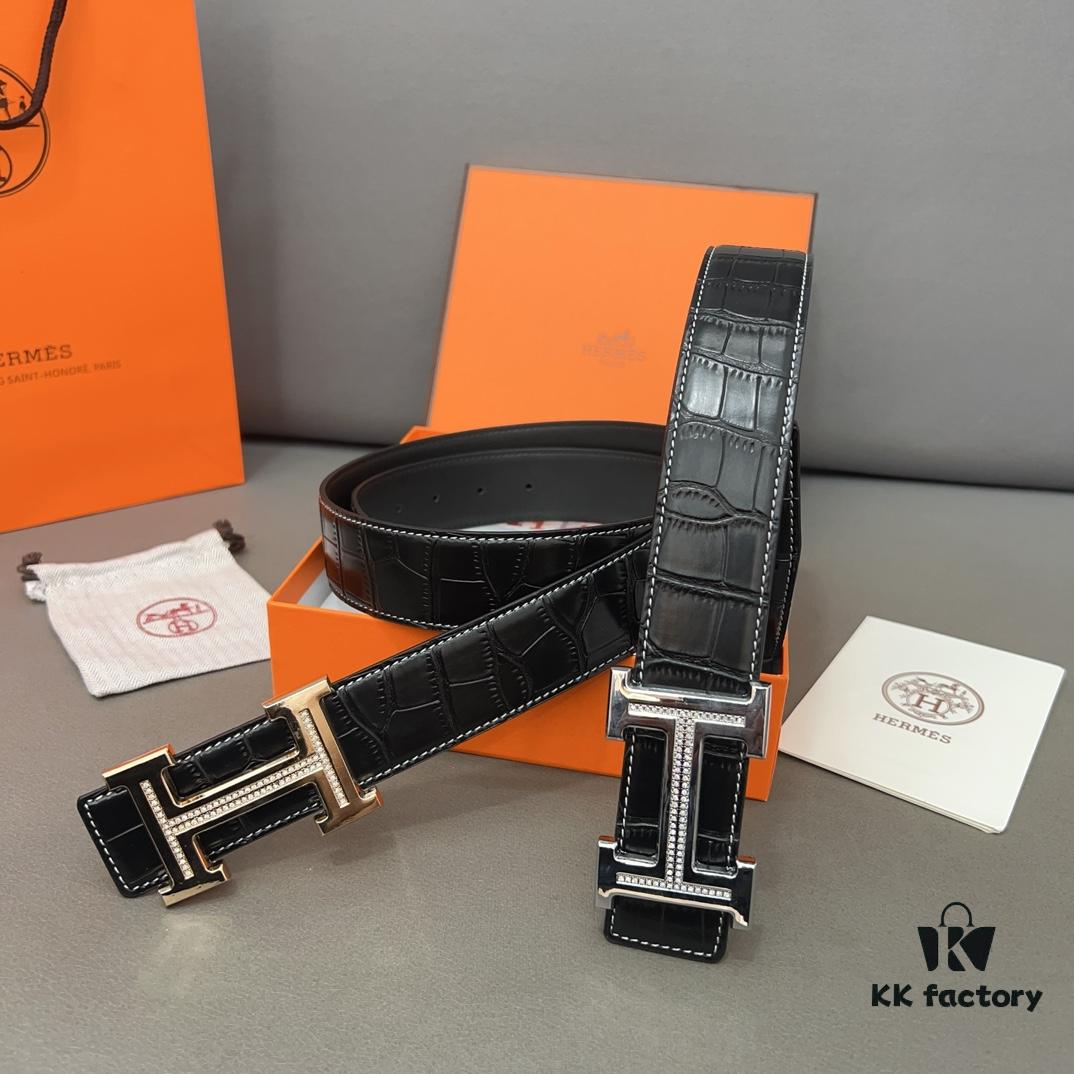 692f17205464a31cf521a6cd Hermès Men's Classic Leather Belt in Cowhide - Two Colors Available with High-Quality Alloy Buckle