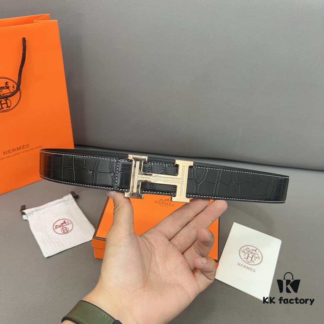 692f17225464a31cf521a6d2 Hermès Men's Classic Leather Belt in Cowhide - Two Colors Available with High-Quality Alloy Buckle