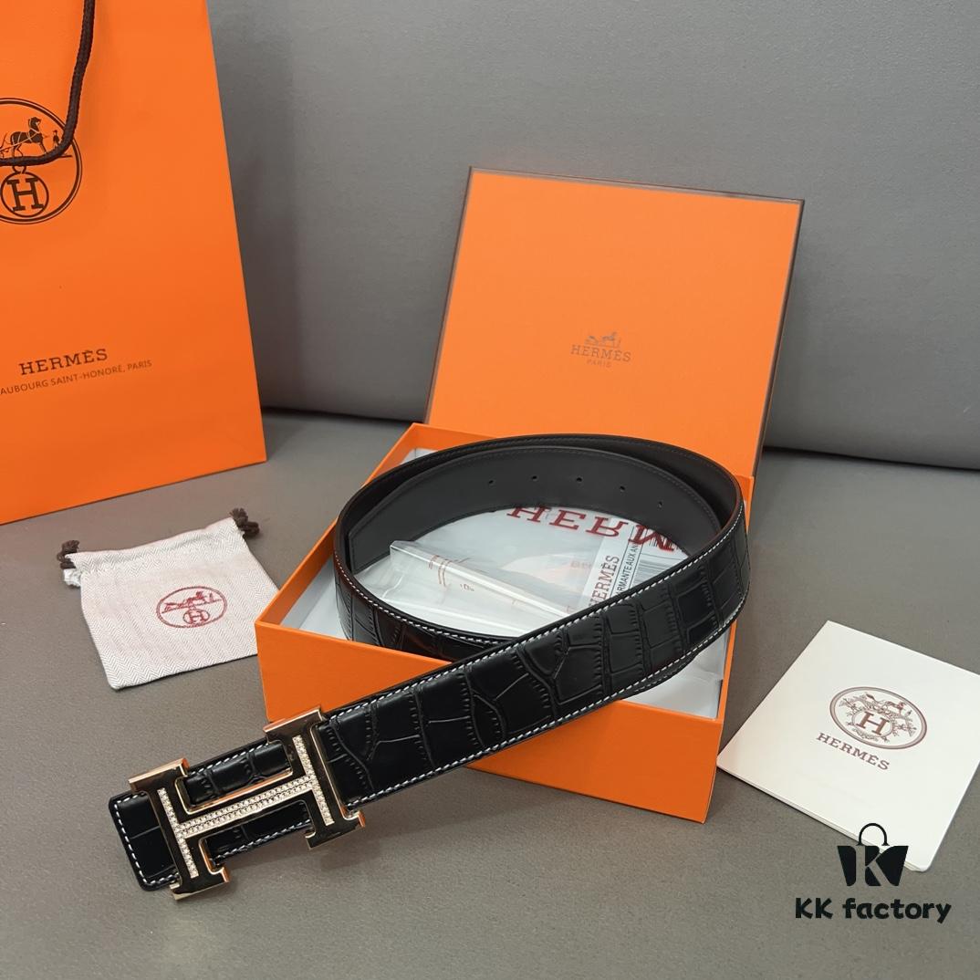 692f17235464a31cf521a6d4 Hermès Men's Classic Leather Belt in Cowhide - Two Colors Available with High-Quality Alloy Buckle