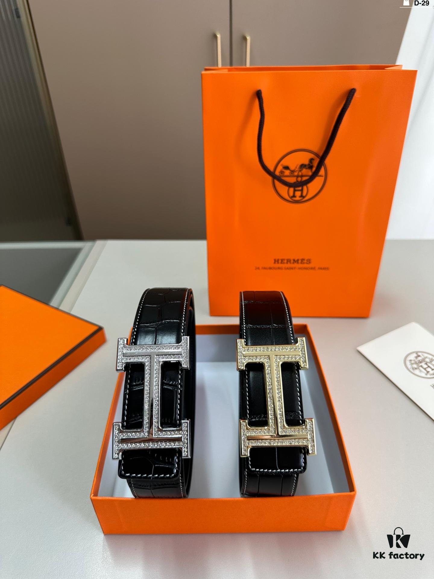 692f17255464a31cf521a6d7 Hermes Men's Leather Belt D-29 with Full Packaging and Tote Bag