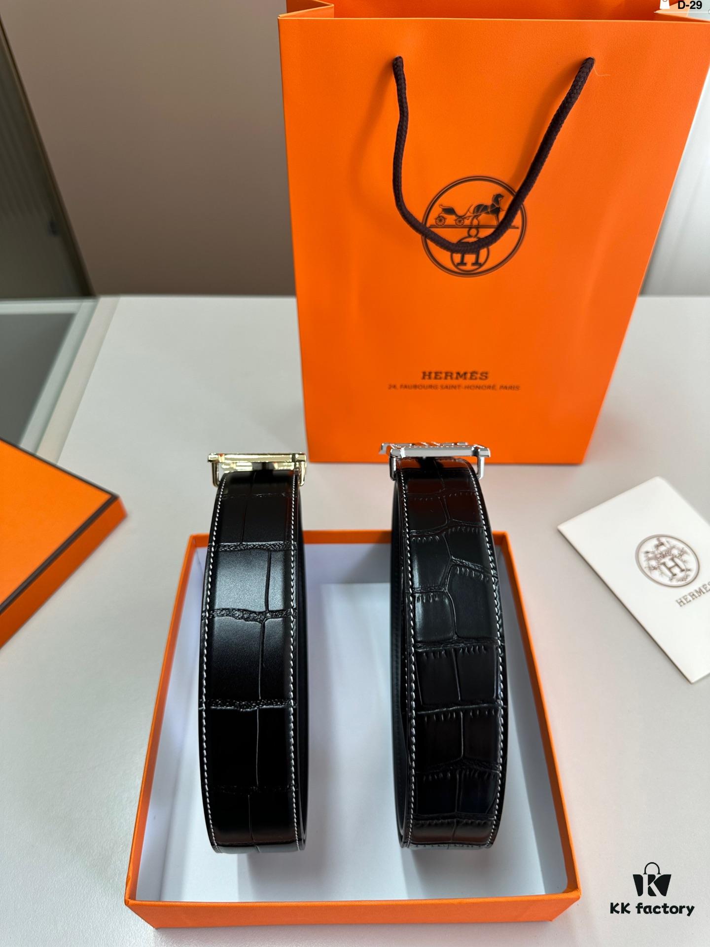 692f17255464a31cf521a6d8 Hermes Men's Leather Belt D-29 with Full Packaging and Tote Bag
