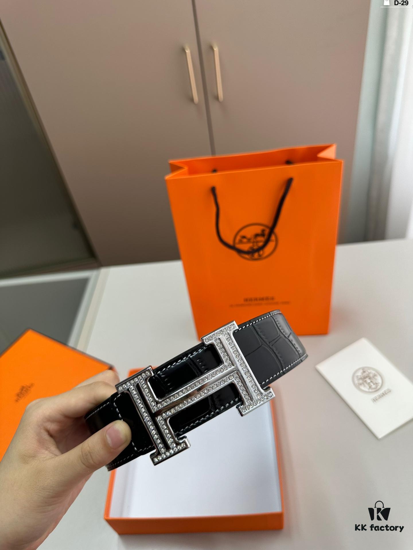 692f17265464a31cf521a6dc Hermes Men's Leather Belt D-29 with Full Packaging and Tote Bag