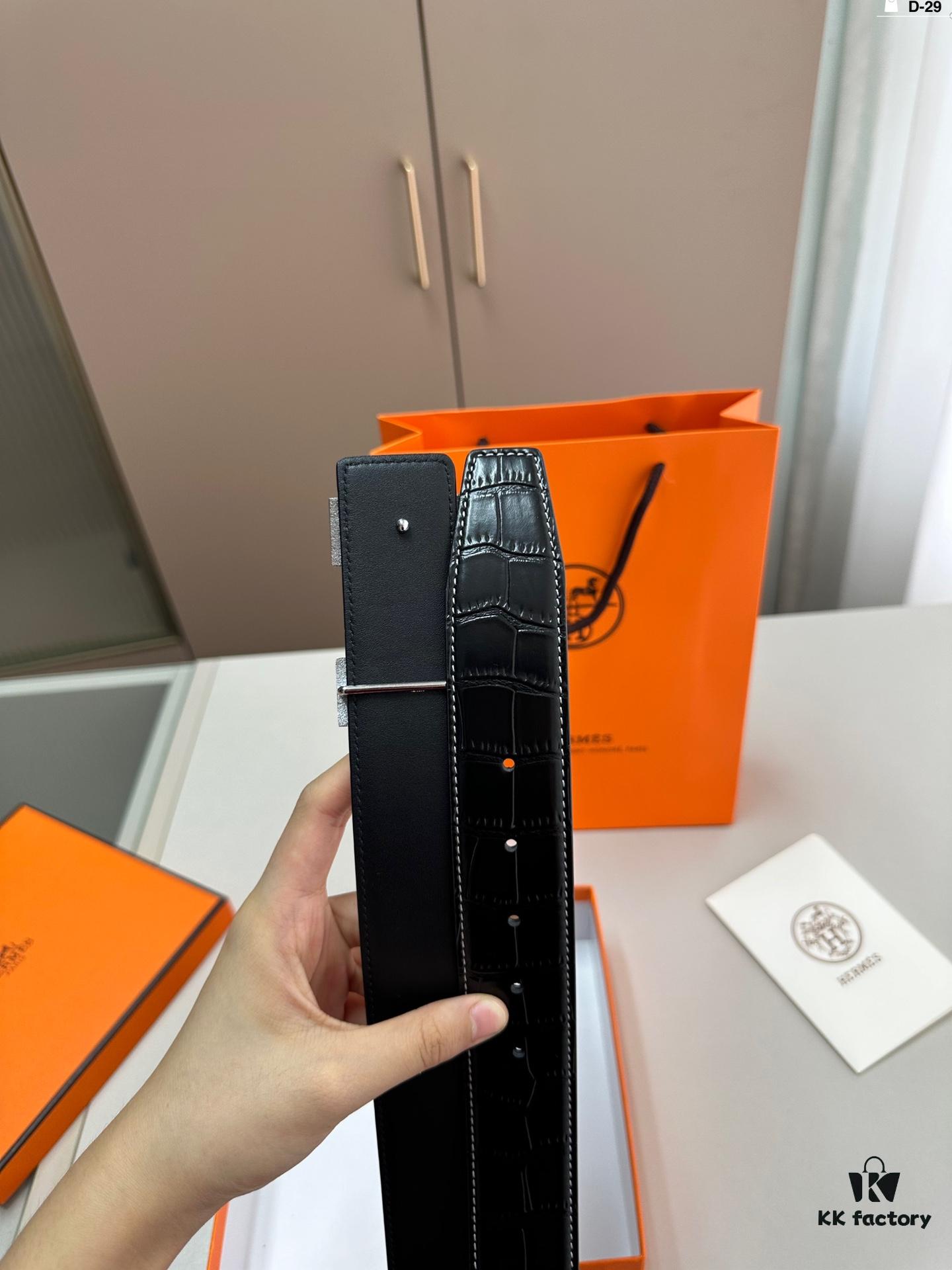 692f17275464a31cf521a6de Hermes Men's Leather Belt D-29 with Full Packaging and Tote Bag