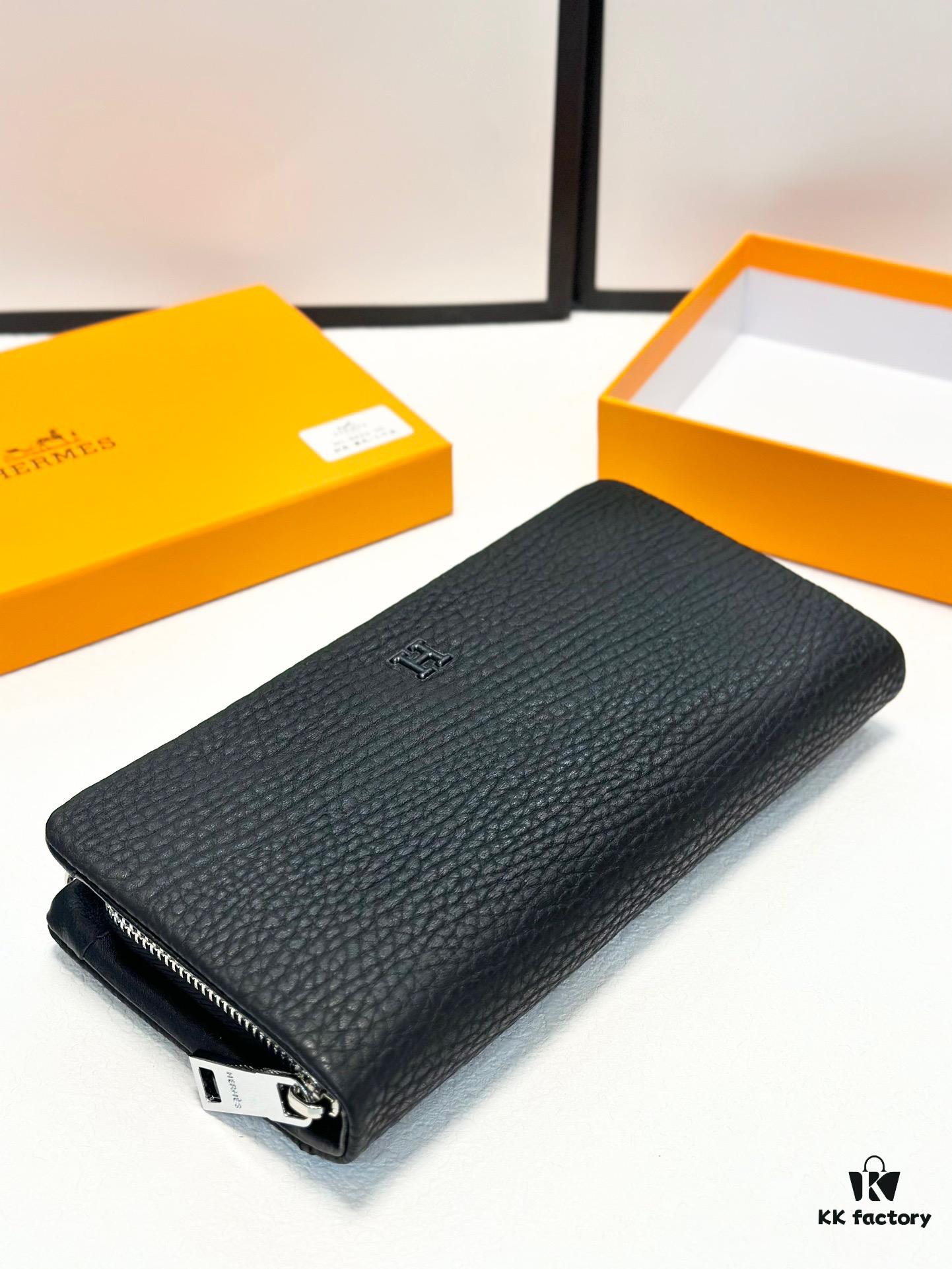 692f17295464a31cf521a6df Hermès New Men's Small Clutch Wallet, Black, 20x10, Top-Grade Cowhide